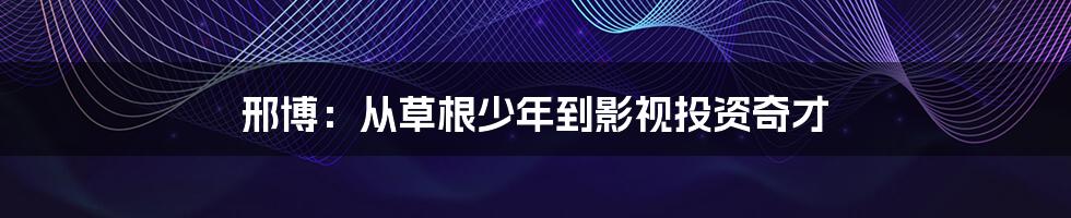 邢博:从草根少年到影视投资奇才