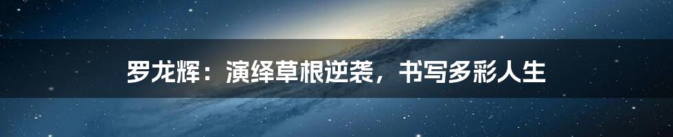罗龙辉:演绎草根逆袭,书写多彩人生