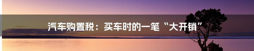 汽车购置税:买车时的一笔“大开销”