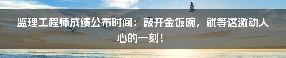 监理工程师成绩公布时间:敲开金饭碗,就等这激动人心的一刻!