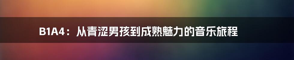 B1A4:从青涩男孩到成熟魅力的音乐旅程