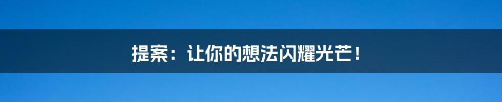 提案:让你的想法闪耀光芒!