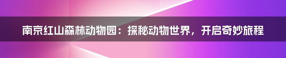 南京红山森林动物园:探秘动物世界,开启奇妙旅程