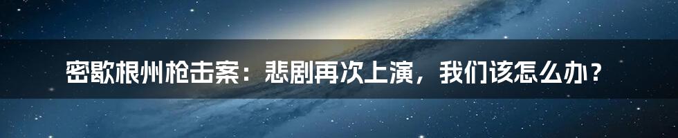 密歇根州枪击案:悲剧再次上演,我们该怎么办?