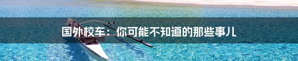 国外校车:你可能不知道的那些事儿