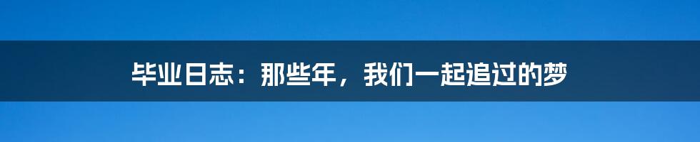 毕业日志:那些年,我们一起追过的梦