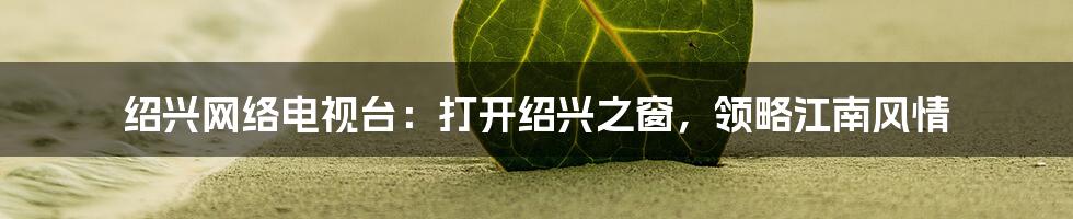 绍兴网络电视台:打开绍兴之窗,领略江南风情