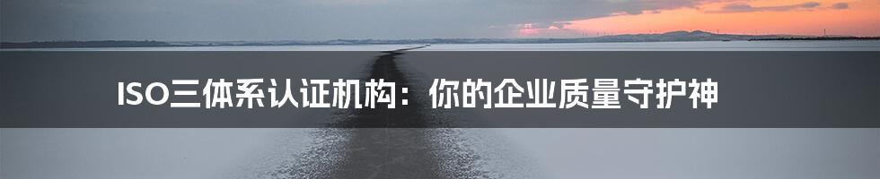 ISO三体系认证机构:你的企业质量守护神