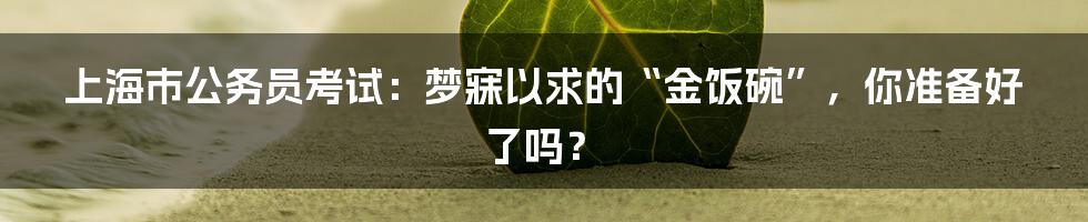 上海市公务员考试:梦寐以求的“金饭碗”,你准备好了吗?
