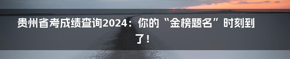贵州省考成绩查询2024：你的“金榜题名”时刻到了！
