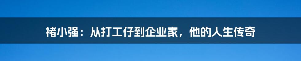 褚小强：从打工仔到企业家，他的人生传奇