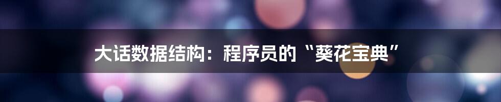 大话数据结构:程序员的“葵花宝典”