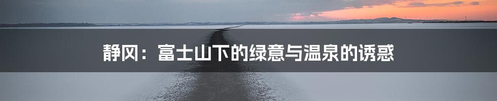 静冈:富士山下的绿意与温泉的诱惑