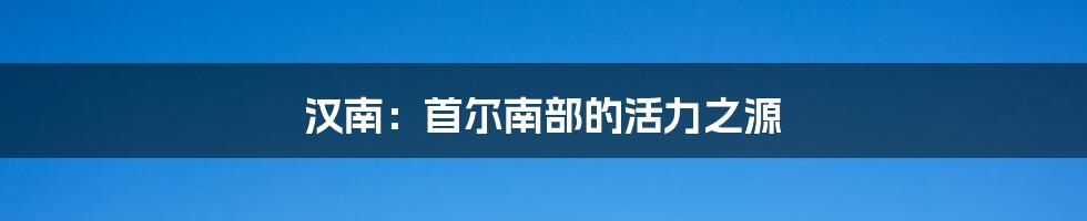 汉南:首尔南部的活力之源