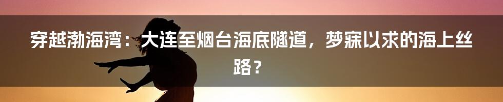 穿越渤海湾:大连至烟台海底隧道,梦寐以求的海上丝路?