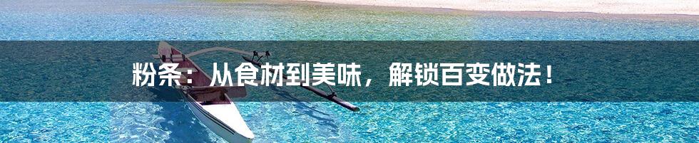粉条:从食材到美味,解锁百变做法!
