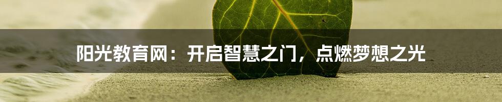 阳光教育网：开启智慧之门，点燃梦想之光