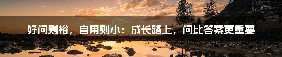 好问则裕,自用则小:成长路上,问比答案更重要