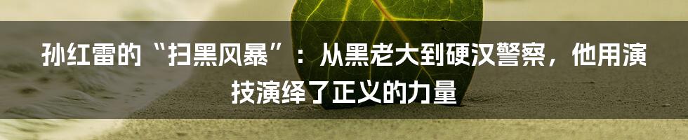 孙红雷的“扫黑风暴”：从黑老大到硬汉警察，他用演技演绎了正义的力量