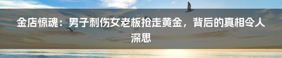金店惊魂：男子刺伤女老板抢走黄金，背后的真相令人深思