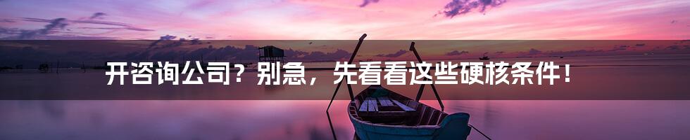 开咨询公司?别急,先看看这些硬核条件!