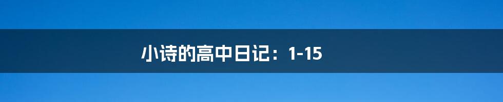 小诗的高中日记:1-15