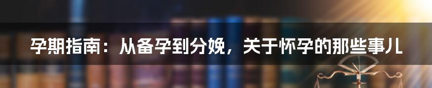 孕期指南:从备孕到分娩,关于怀孕的那些事儿