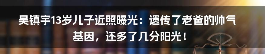 吴镇宇13岁儿子近照曝光：遗传了老爸的帅气基因，还多了几分阳光！