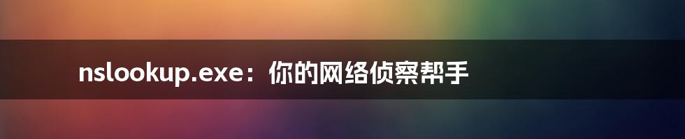 nslookup.exe:你的网络侦察帮手