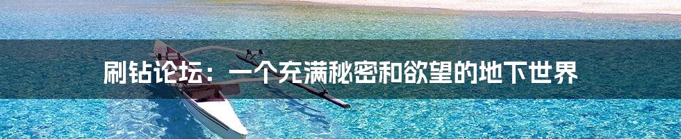 刷钻论坛:一个充满秘密和欲望的地下世界