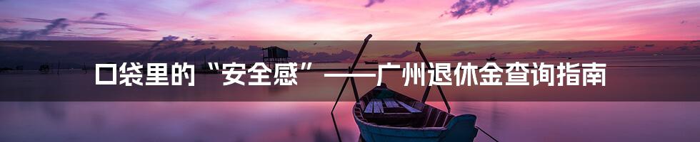 口袋里的“安全感”——广州退休金查询指南
