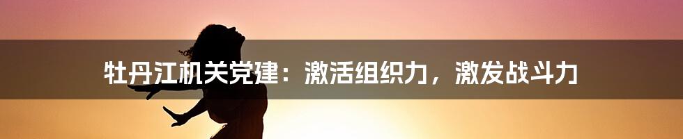 牡丹江机关党建：激活组织力，激发战斗力
