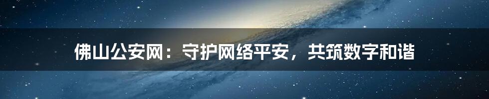 佛山公安网:守护网络平安,共筑数字和谐