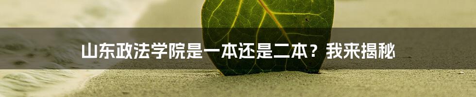 山东政法学院是一本还是二本？我来揭秘