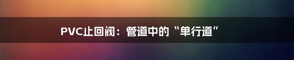 PVC止回阀:管道中的“单行道”