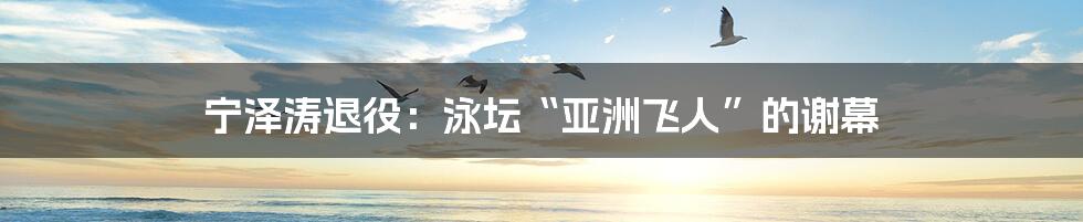 宁泽涛退役:泳坛“亚洲飞人”的谢幕