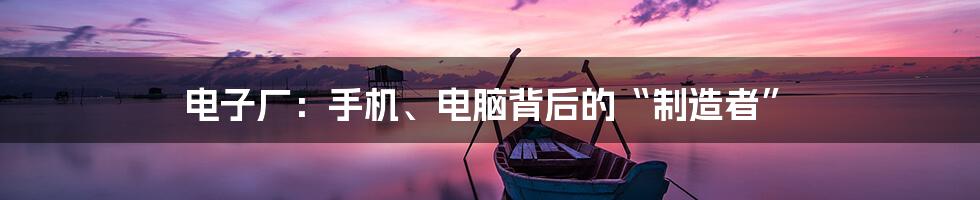 电子厂:手机、电脑背后的“制造者”