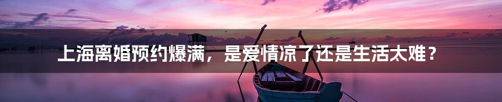 上海离婚预约爆满,是爱情凉了还是生活太难?