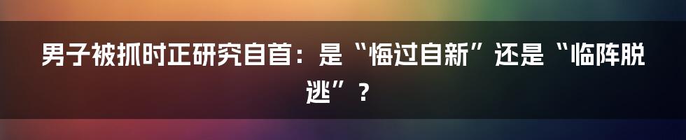 男子被抓时正研究自首:是“悔过自新”还是“临阵脱逃”?