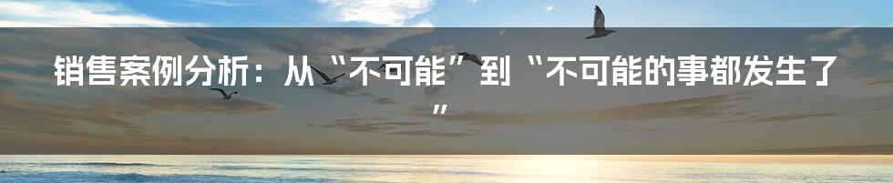 销售案例分析:从“不可能”到“不可能的事都发生了”