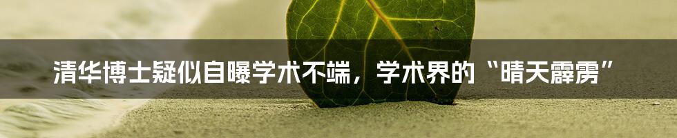 清华博士疑似自曝学术不端,学术界的“晴天霹雳”