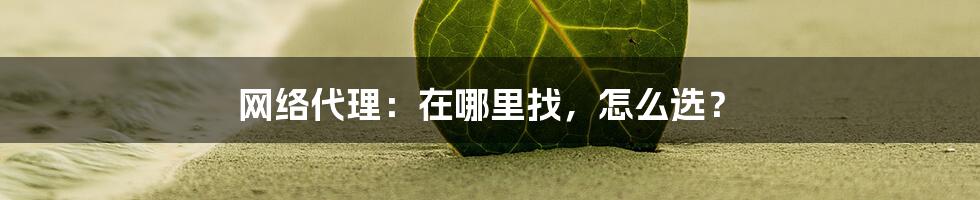 网络代理:在哪里找,怎么选?
