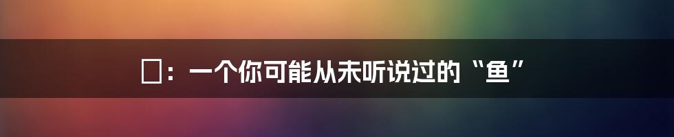 鱽:一个你可能从未听说过的“鱼”