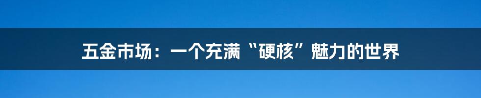 五金市场:一个充满“硬核”魅力的世界