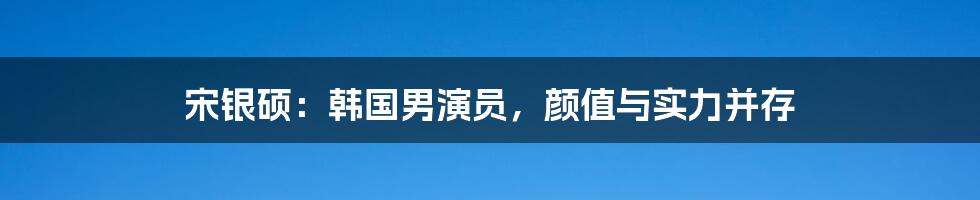宋银硕:韩国男演员,颜值与实力并存