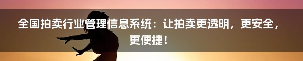 全国拍卖行业管理信息系统：让拍卖更透明，更安全，更便捷！