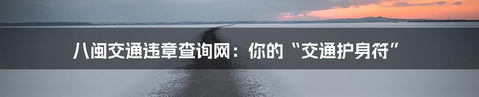 八闽交通违章查询网：你的“交通护身符”