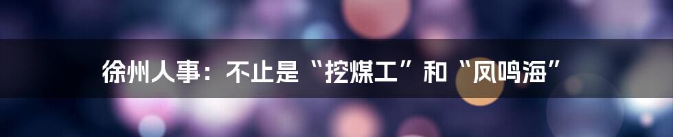 徐州人事:不止是“挖煤工”和“凤鸣海”