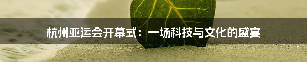 杭州亚运会开幕式:一场科技与文化的盛宴