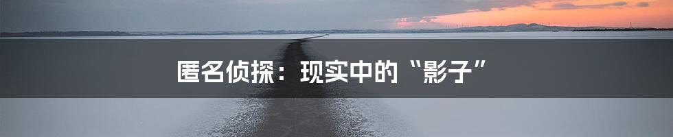匿名侦探:现实中的“影子”